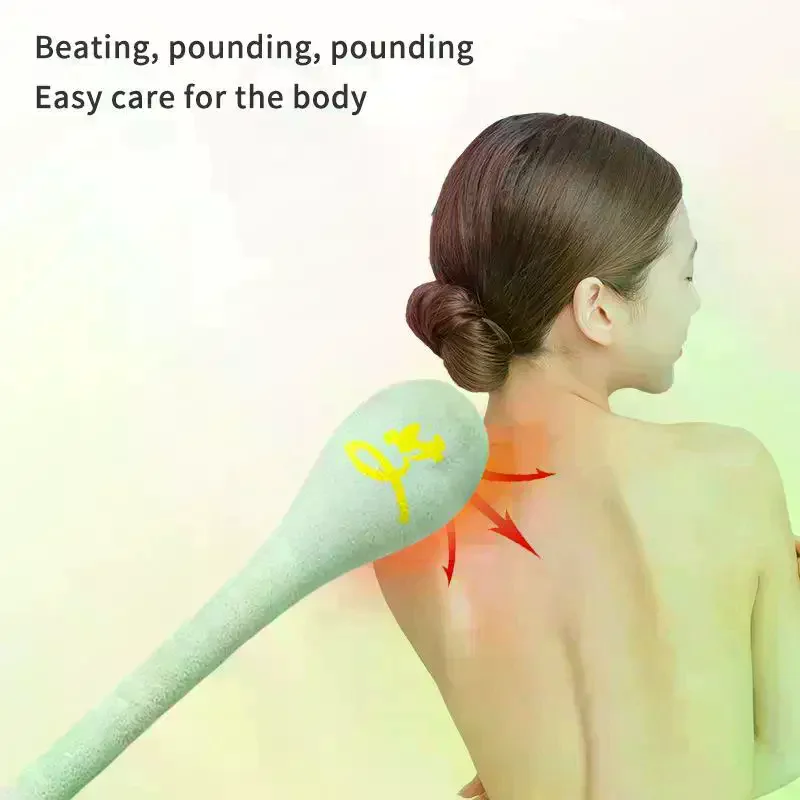 High Elasticity Massage Pat Long-Handled Slap Stick Massager Back Pain Relief Relax Portable Body Wormwood Massage Hammer