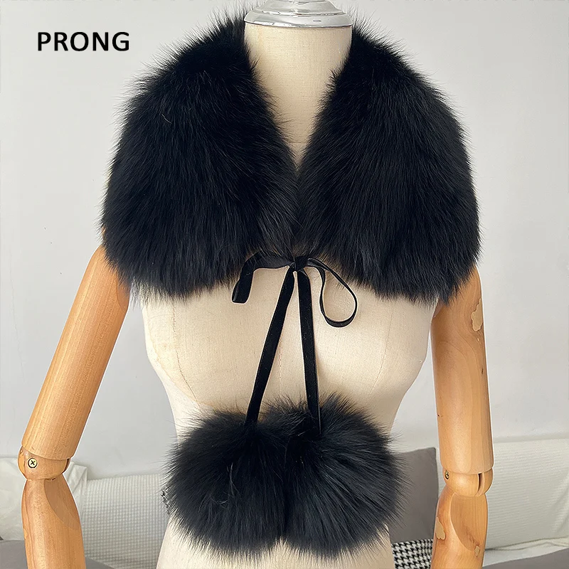 Real Fur Scarf Women Genuine Fox Fur Collar 2024 New Arrival Neck Warmer Fur Scarvces Autumn Winter Coat Collar Detechable