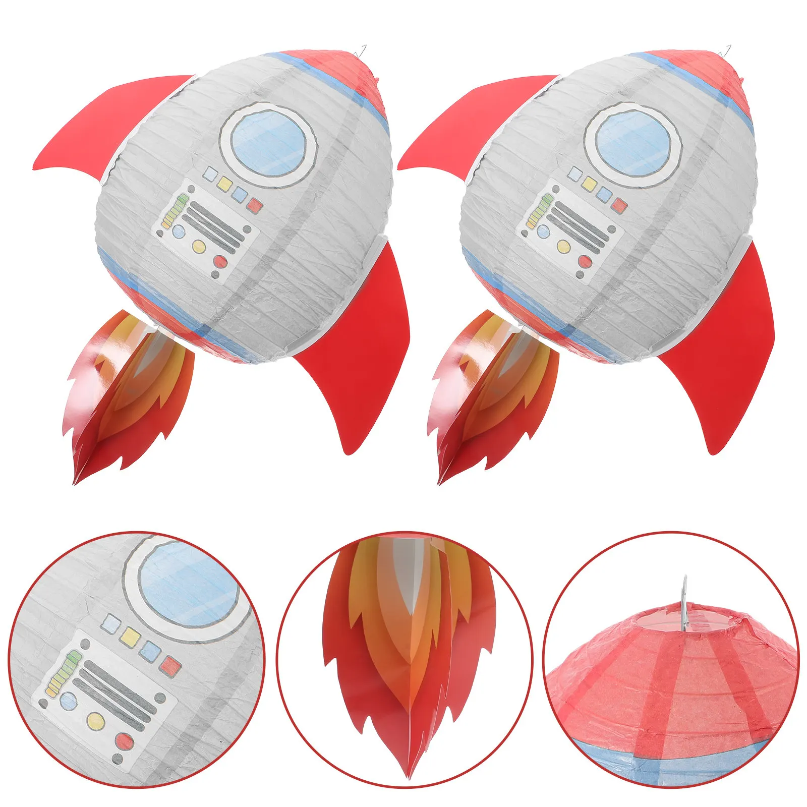 

2Pcs Rocket Lantern Space Theme Shaped Paper Lantern for Party Decorations Birthday Festival Home Garden Wall Ceiling Hanging