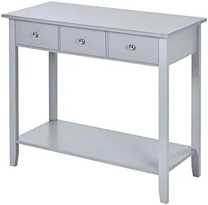 

Console Table Industrial Desk with Drawer Bottom Shelf & Large Tabletop for Entryway or Living Room, Grey Consolas Tablas