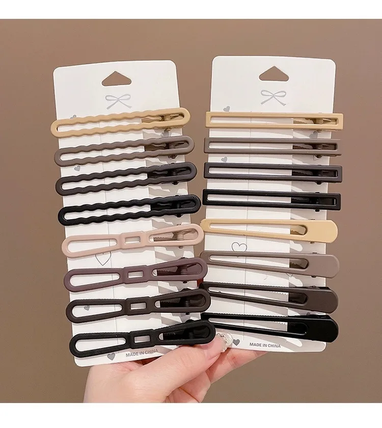 

3PC Brown Khaki Snap Baby Hair Drop Clips for Girls Spring Autumn Color Hair Clamp BB Barrette Kids Hairpins Women Headwear