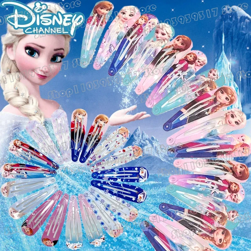 Anime Frozen Hair Clip Disney Hair Accessories Cartoon Elsa Princess Print Kawaii Broken Hairs Clip for Children Christmas Gift