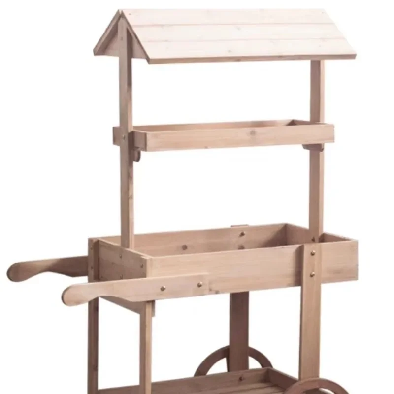 American country fir storage cart retro home balcony flower stand shop window bar creative decoration ornament