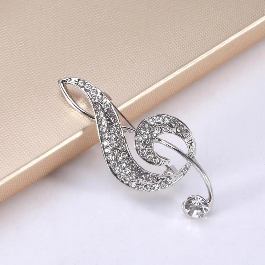 Creative Musical Note Shape Women Brooch Shining Rhinestones Inlaid Pin Dress Suit Lapel Shawl Badge Lapel pins