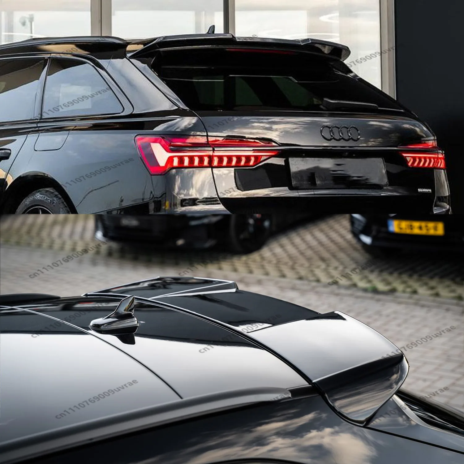 Gloss Black Rear Roof Spoiler Caps For AUDI S6 A6 C8 TSI TDI S-line Avant 2019-2025 Car Rear Top Tail Wing Bodykits Tuning view 4