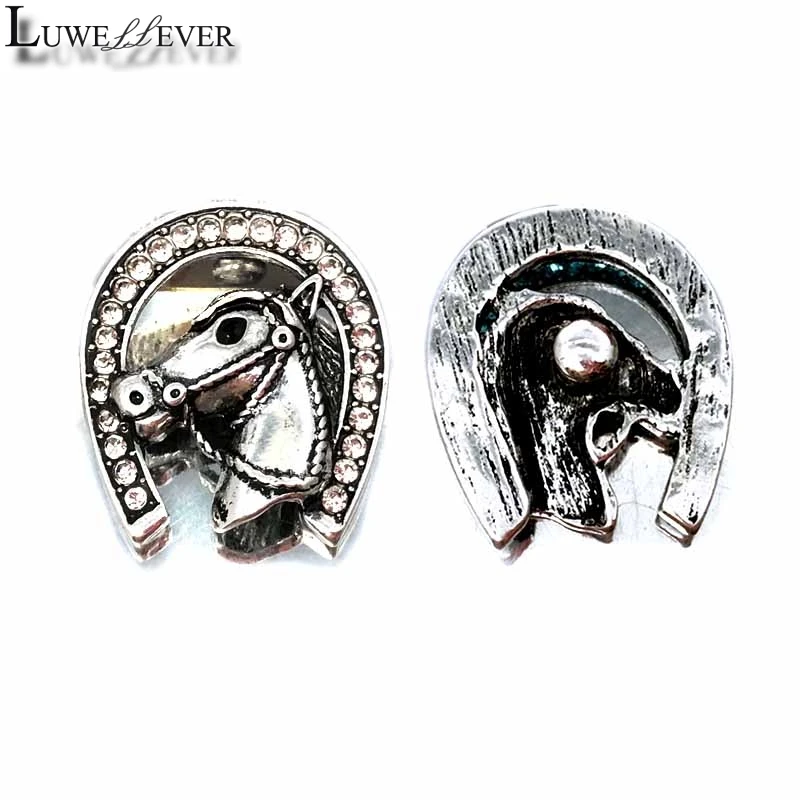 Horse Component w385 Crystal 3D 18mm Metal Snap Button For Bracelet Necklace Interchangeable Jewelry Women Accessorie Findings