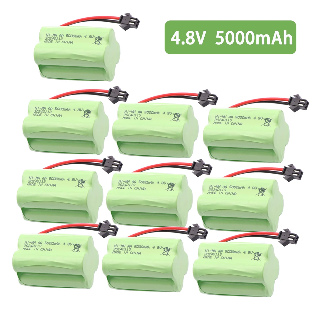 4.8V 5000mah NiMH Battery For Rc toys Cars Tanks Robots Boat Gun toys parts AA 4.8v Rechargeable Battery Ni-MH 4*AA Battery Pack