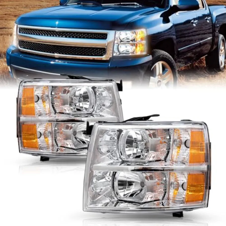 

2007-2013 Chevy Silverado 1500 2007-2014 Silverado 2500HD 3500HD Headlights Assembly Pair Set No Fogging OE Style Factory Repla