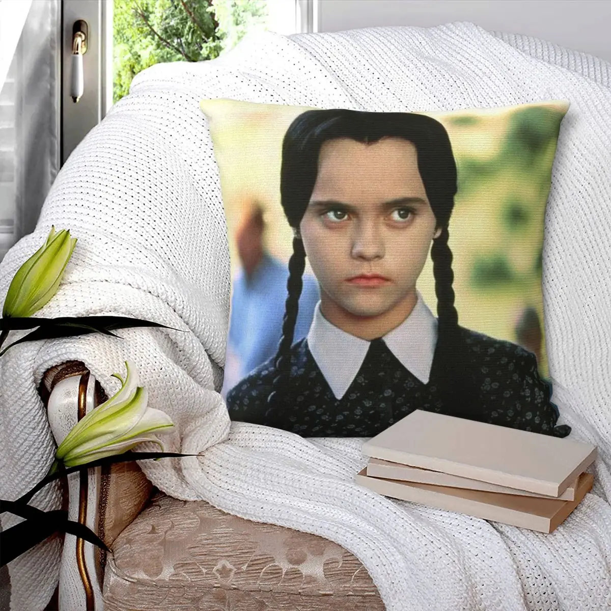 Wednesday Addams Window Pillowcase Printing Polyester Cushion Cover Decoration TV Movie Pillow Case Cover Home Square 18''