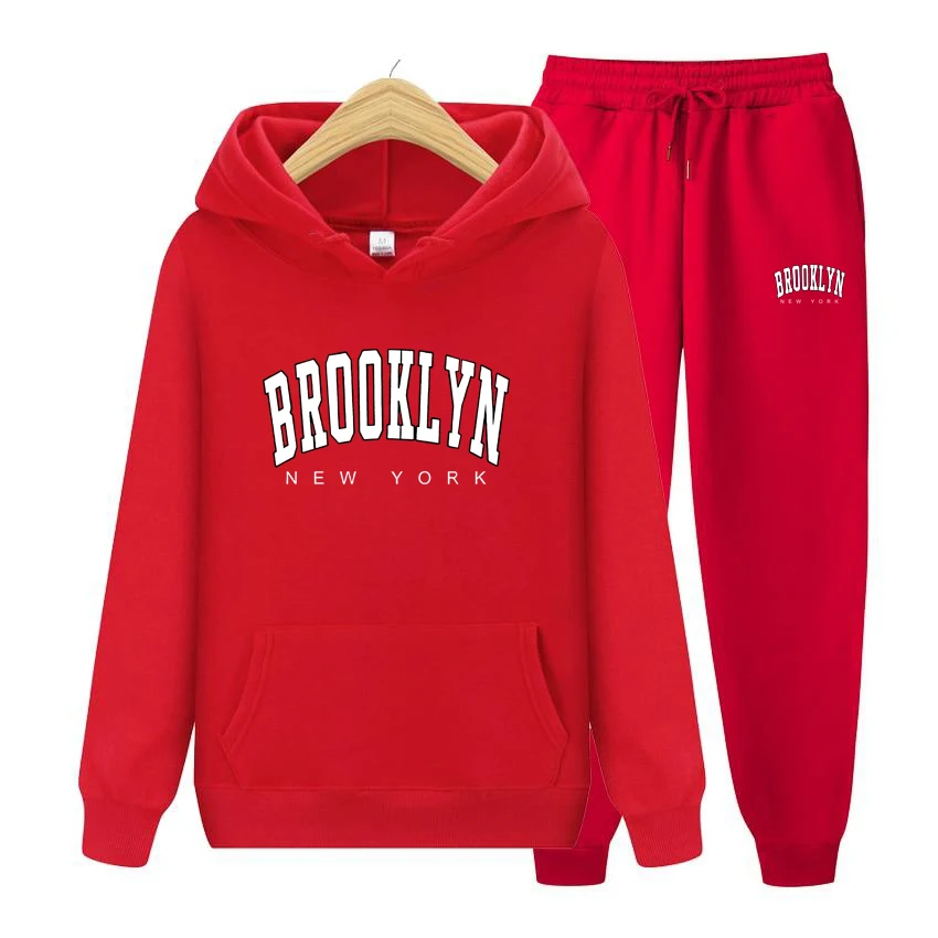 Men's And Women's Long Sleeves Hoodie Set 1898 New York Printed Women Hoodies Set Fleece Hoody Set Creativity Pullover Clothing