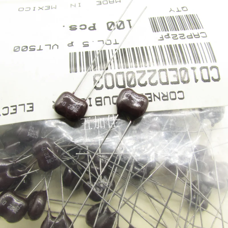 10-100pcs 500V22PF CD10ED220DO3 0.5% CDM imported fever audio silver mica capacitor pin distance 4mm