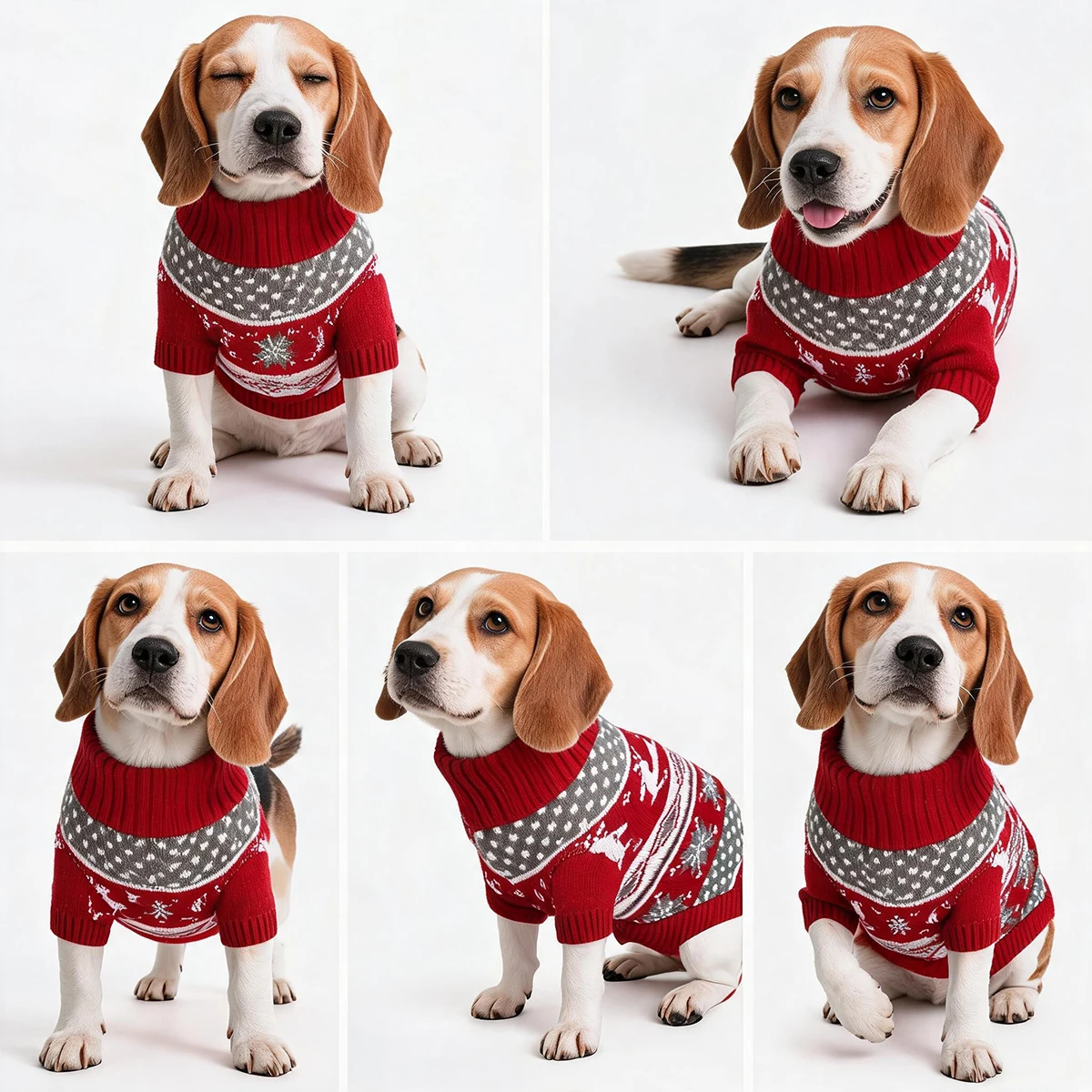 Christmas Dog Sweater Medium Large Dogs Reindeer Snowflake Knitted Sweater Xmas Holiday Pet Clothes Turtleneck Knitwear Pullover
