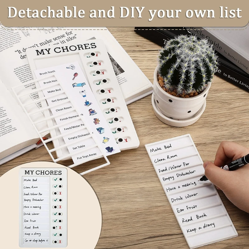 Reusable Chore Chart for Kids,Portable Chore Chart Memo Plastic Board Detachable Message Board,Daily to Do List,RV Checklist