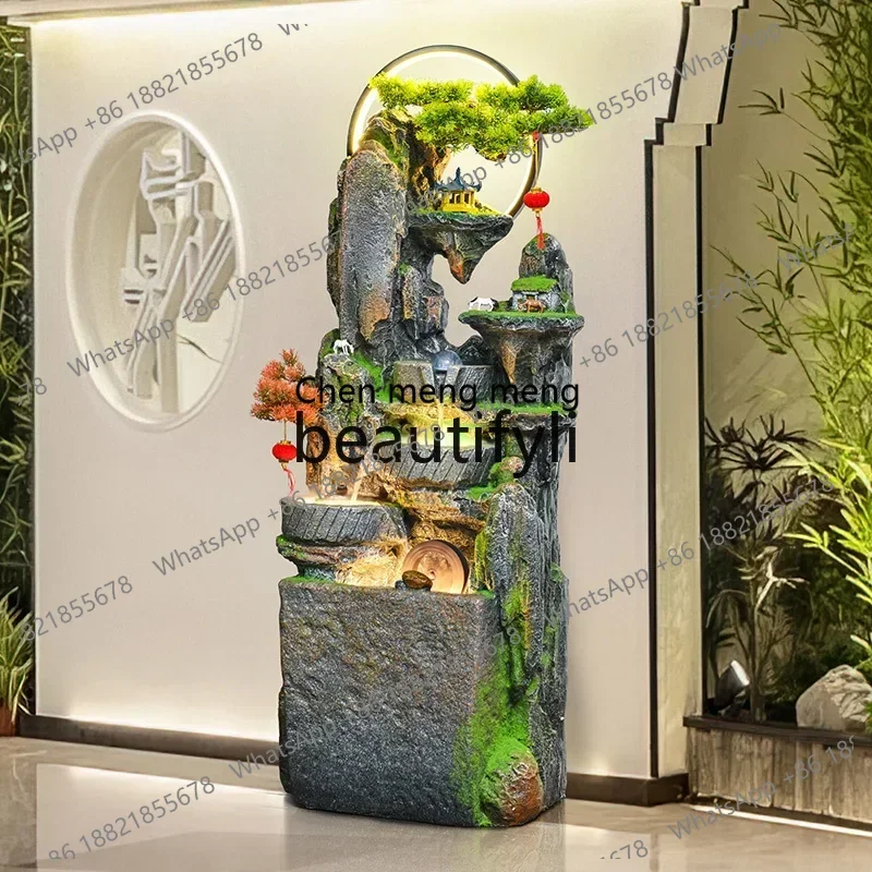 e5556EEEWindmill flowing water ornament circulating water balcony living room feng shui wheel lucky landing rockery fountain