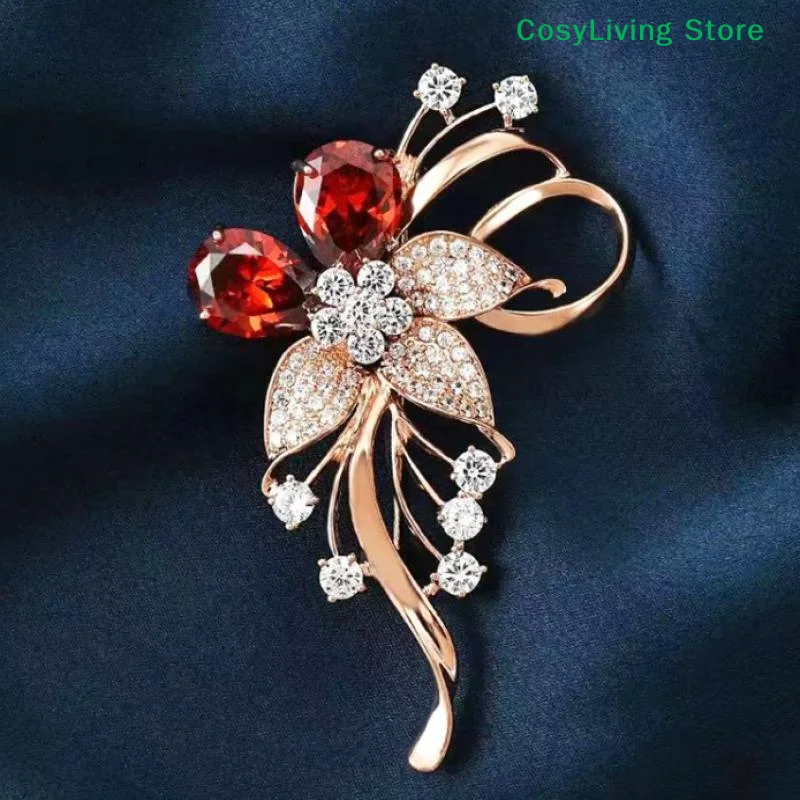 Luxury Temperament Zircon Flower Brooches Versatile Shiny Corsage Wedding Clothing Accessories Gifts For Women Girls Fashion