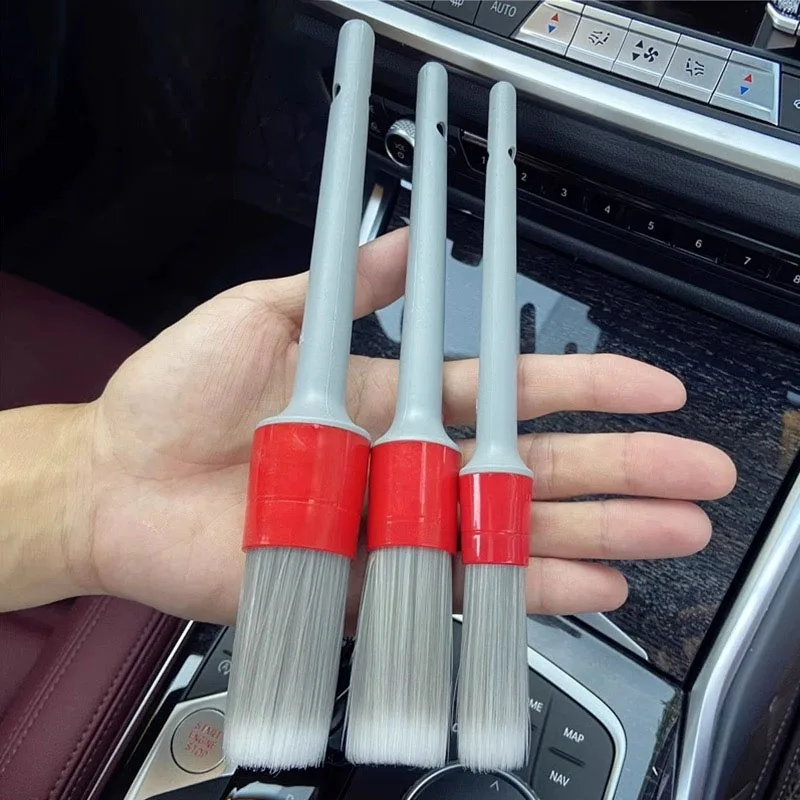 3 PCS Car Exterior Interior Detail Brush Boar Hair Bristle Brushes for Car Cleaning Auto Detail Tools Dashboard Cleaning Brush