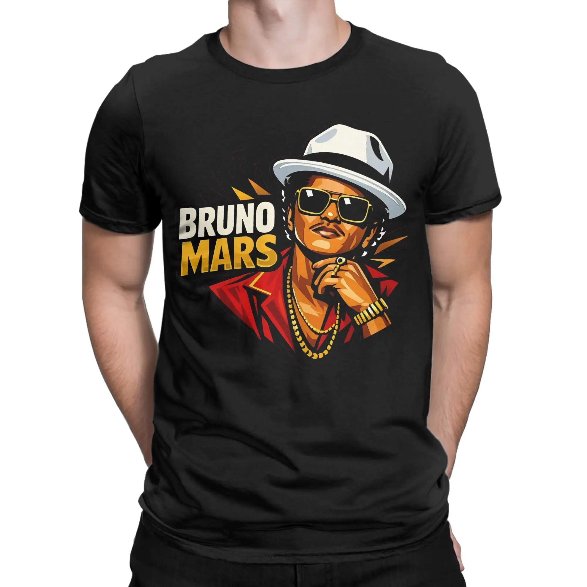 Men's Bruno Mars Vector Style T Shirts  100% Cotton Clothes Vintage Short Sleeve O Neck Tee Shirt Birthday Present T-Shirts
