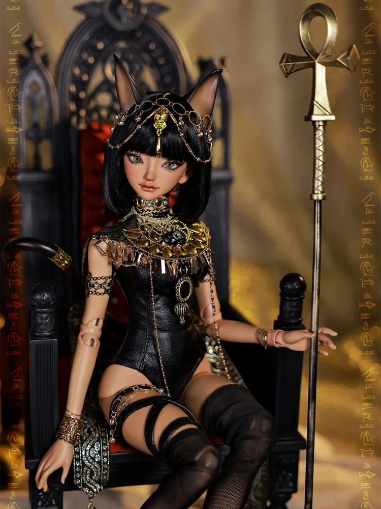 Original Bast 1/4 Bjd Dolls Fantasy Ancient Egypt Mysterious Fighting Style Cat Guard Movable Model Makeup Resin Xmas Gifts