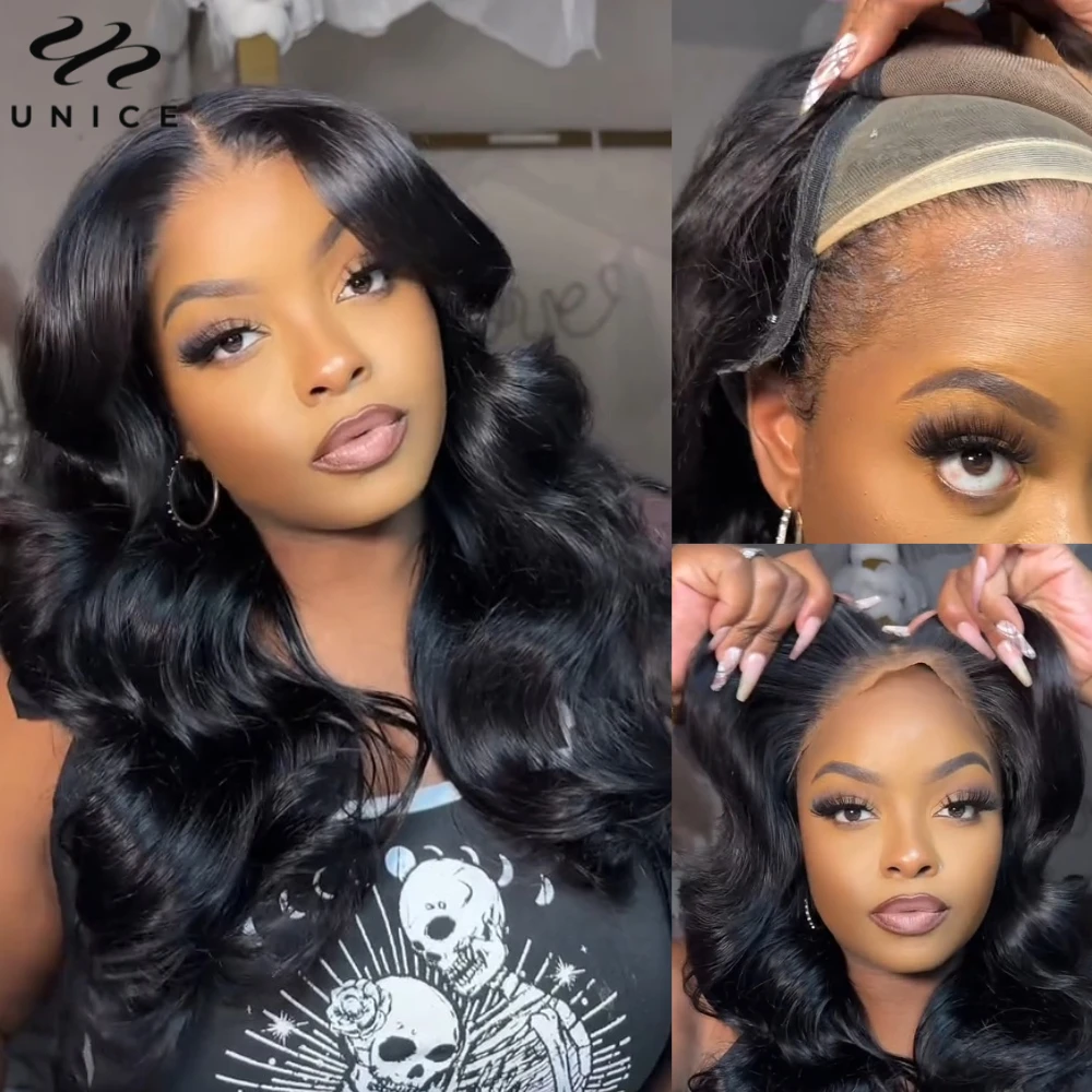 

UNICE Magic Lace Wig Pre Cut Pre Bleached 7x5 Glueless Wig With Replaceable Lace Closure Natural Color Body Wave Human Hair Wig