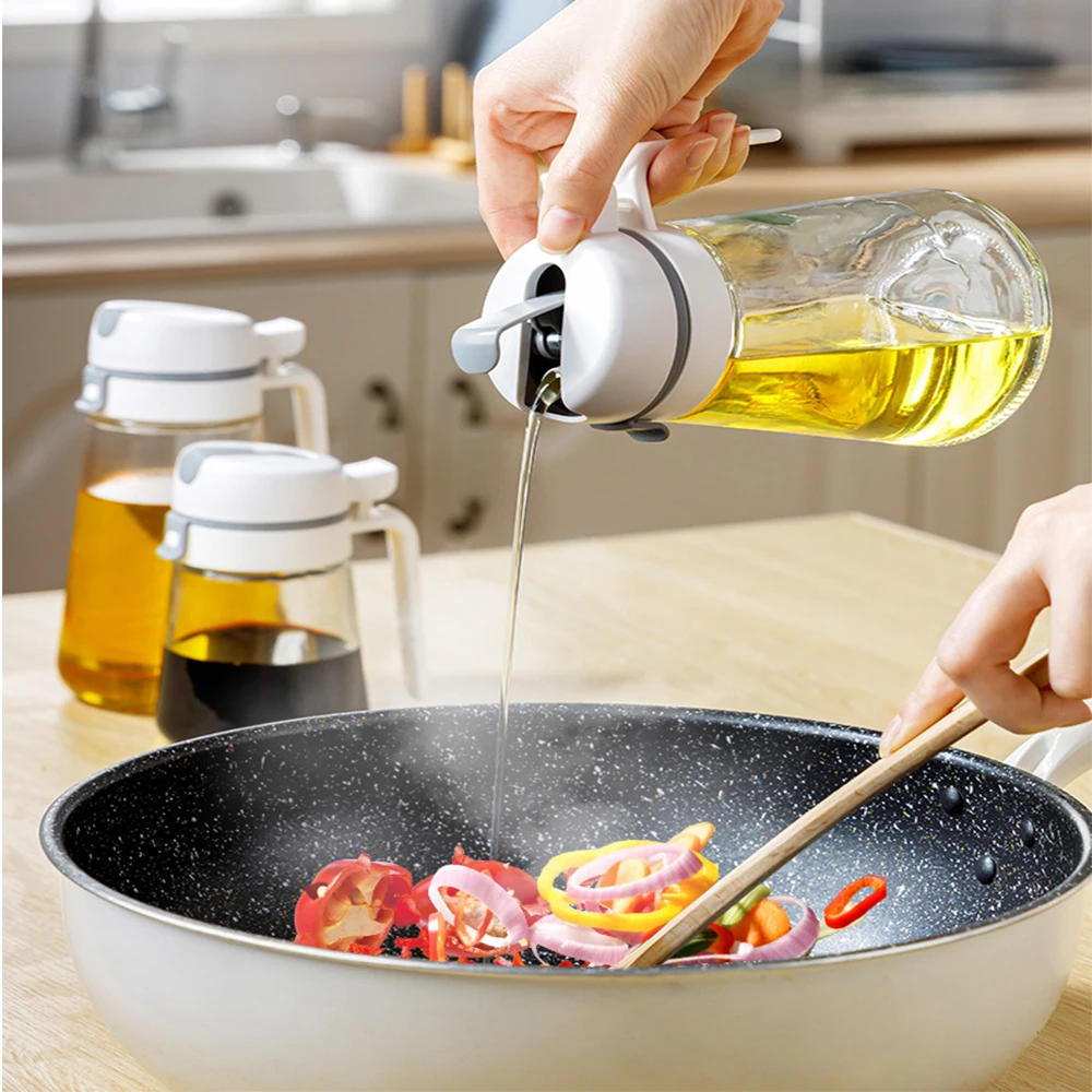 زجاجة موزع زيت الزيتون، زجاجة زيت قابلة للطي تلقائيًا، حاوية زجاجية للمطبخ لصلصة الصويا، رذاذ زيت الطبخ لشراب القهوة، مانعة للتسرب