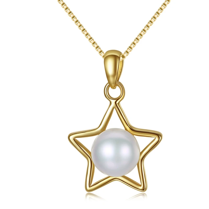 S925 sterling silver jewelry featuring a creative and fashionable five-pointed star design, with a 7-7.5mm pearl pendant necklac