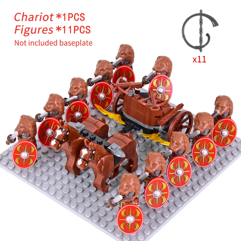 MOC Medieval Rome Chariot Signifer Castle Figures Roman Soldiers War Horse Military Building Blocks Bricks Toy for kid XMAS gift