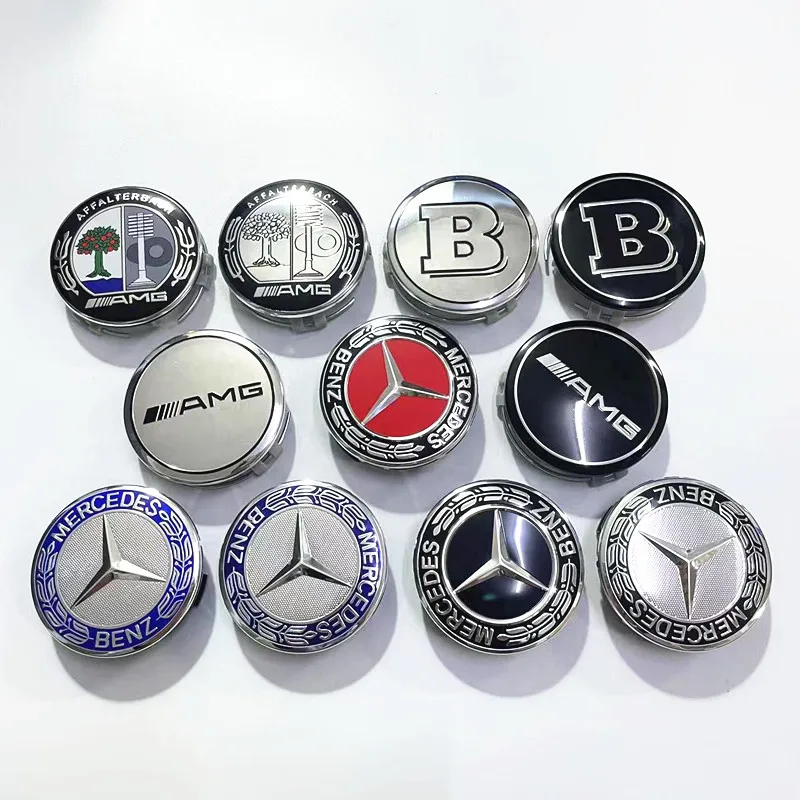 4PCS 75mm Metal Emblem Car Wheel Center Hub Cap Cover Badge For Mercedes Benz AMG GLK GLE GLC W203 W206 W220 W205 W211 W212 W201