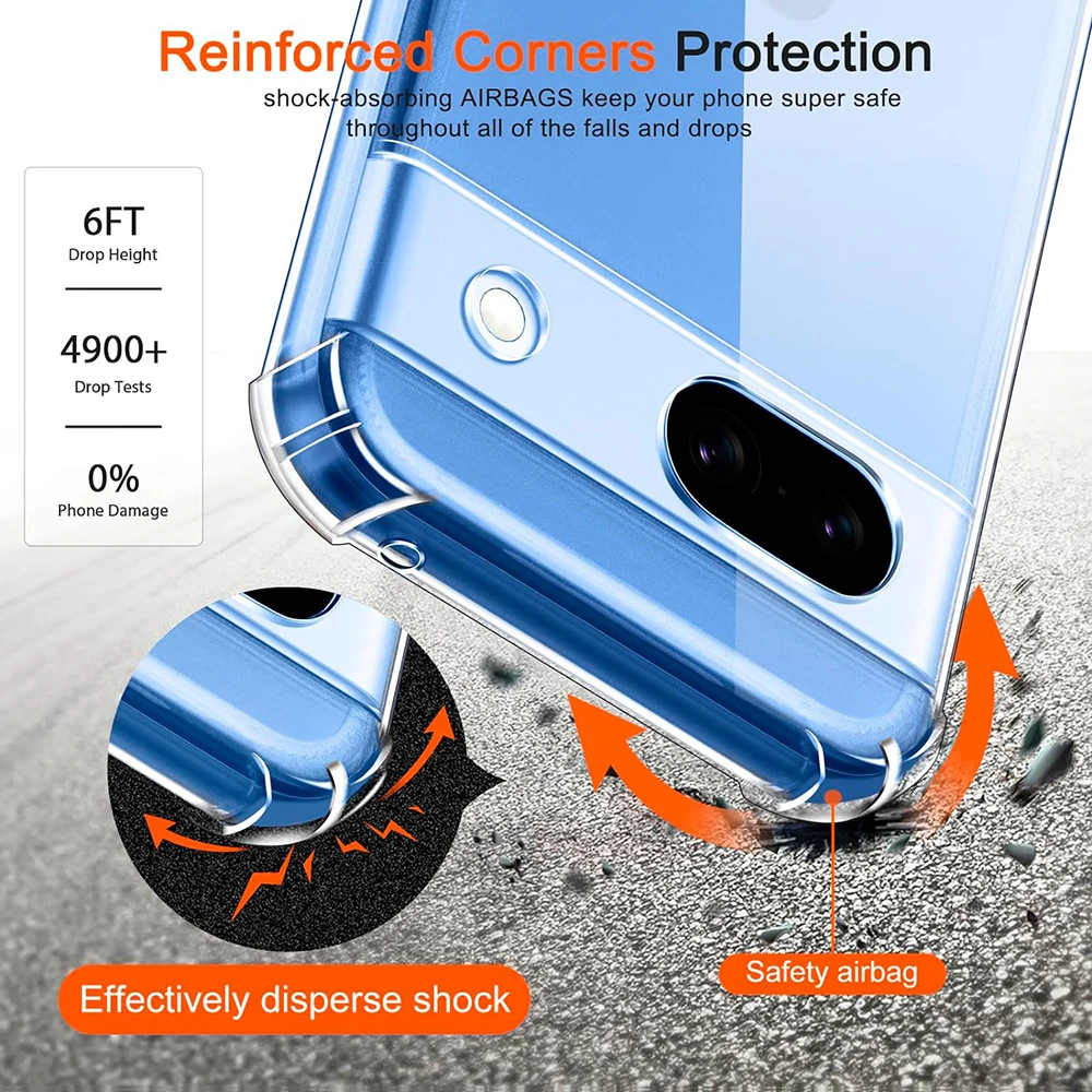 Shockproof Silicone Soft Case For Google Pixel 9 XL 8 7 6 Pro 8A 7A 6A Ultra Thin Soft Back Cover Clear Shell Transparent Cover