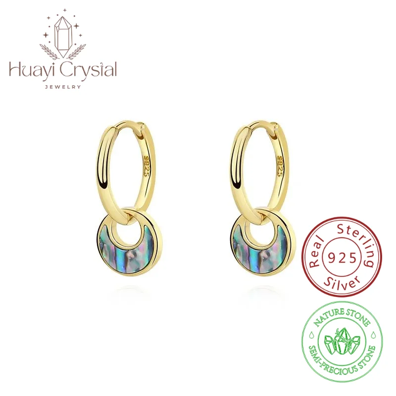 

925 sterling silver vintage abalone shell earrings for women Special Interest light luxury turquoise earrings