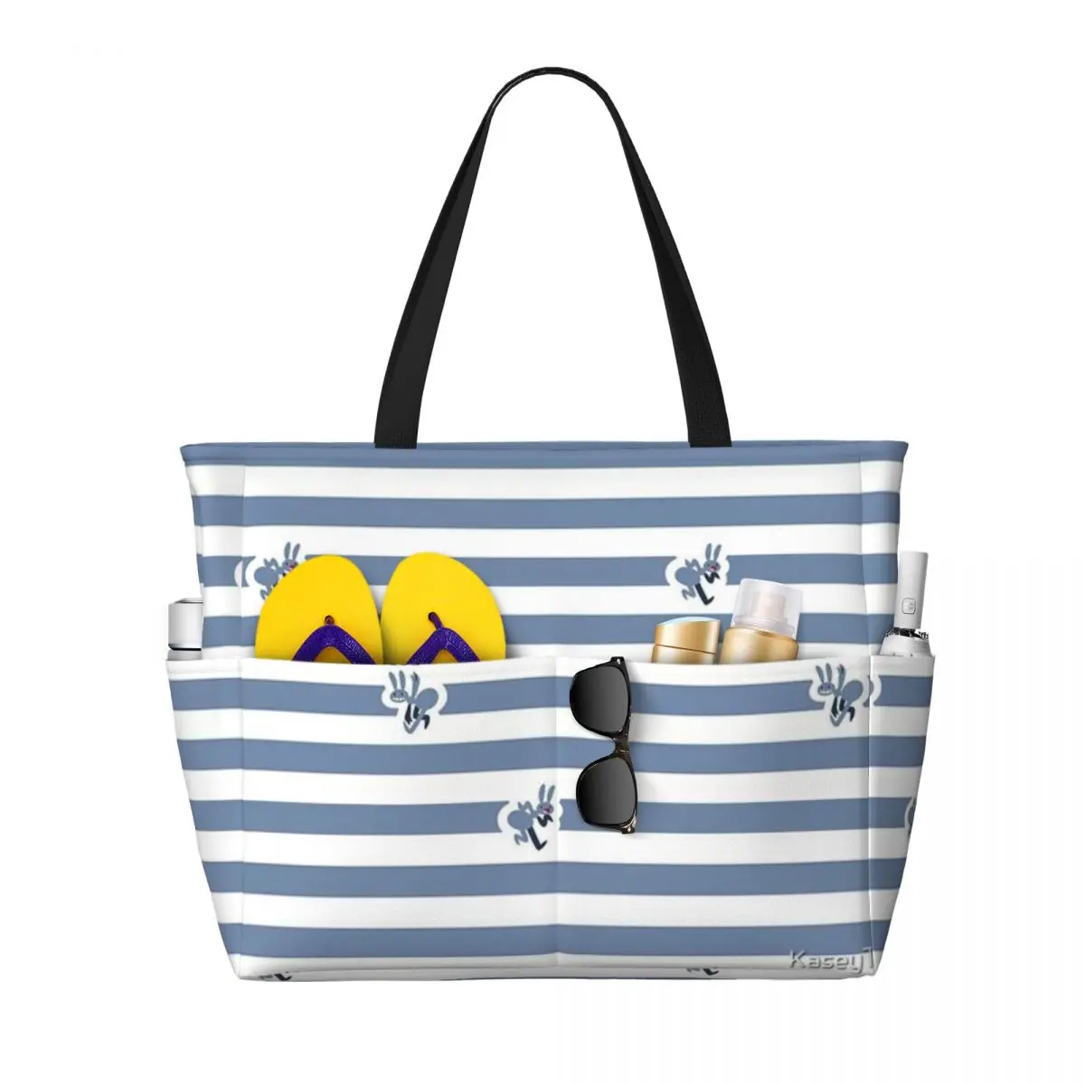 

Ant Stripes (Blue) Beach Travel Bag, Tote Bag Personality Adult Out Shoulder Bag Multi-Style Pattern