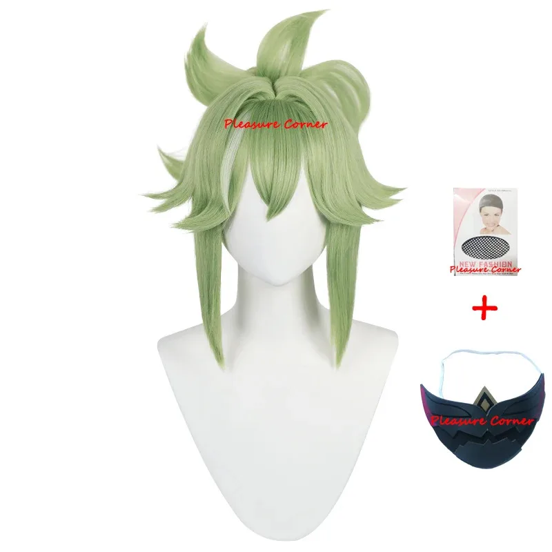 2025 Kuki Shinobu Cosplay peluca juego Genshin Impact verde claro corto con flequillo resalta pelucas de fiesta resistentes al calor