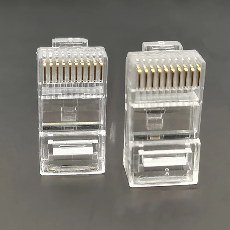 50PCS RJ50 Unshielded Transparent 10-core Crystal Head High-performance 10-core Special Wiring Connector 10P10C Gold-plated Plug