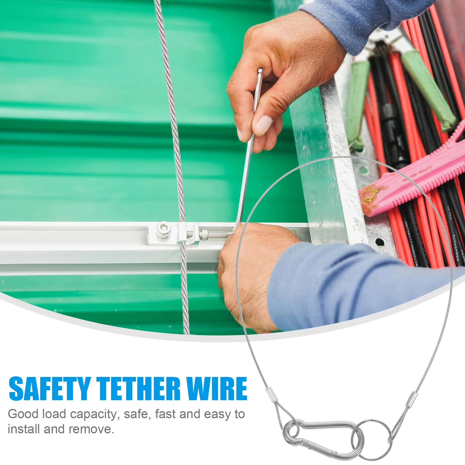 

6pcs Stainless Steel Wire Rope Heavy Duty Safety Cable Lanyard Tether Outdoor Hardware Dog Run Painting