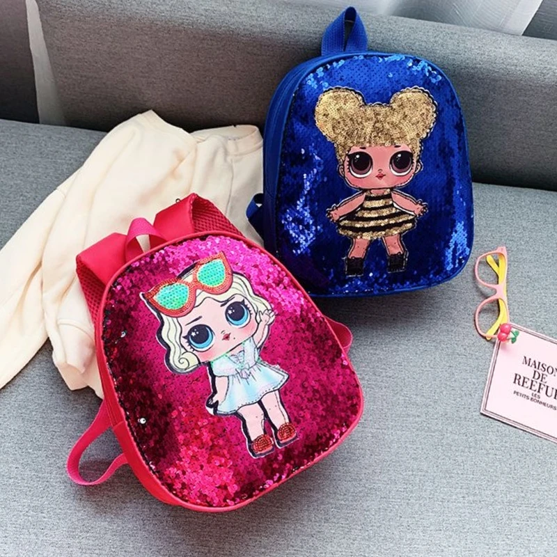 Cartoon Girls Sequin Backpack Bags Fashion Princess Casual Knapsack for Travel Lovely Kindergarten Kids Schoolbag Baby Handbags