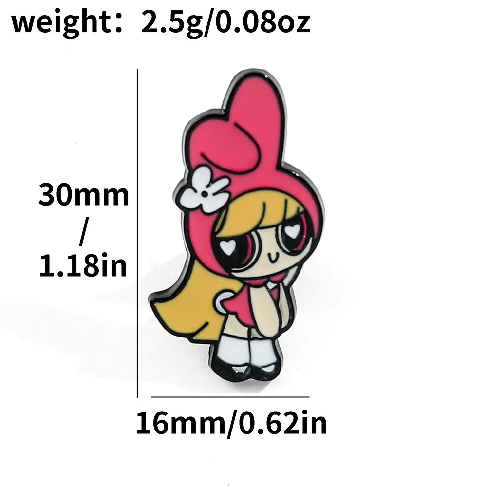 Cartoon Powerpuff Girls Brooch Character Model Metal Enamel Cute Badge Clothing Backpack Lapel Pin Jewelry Accessories Gifts Art