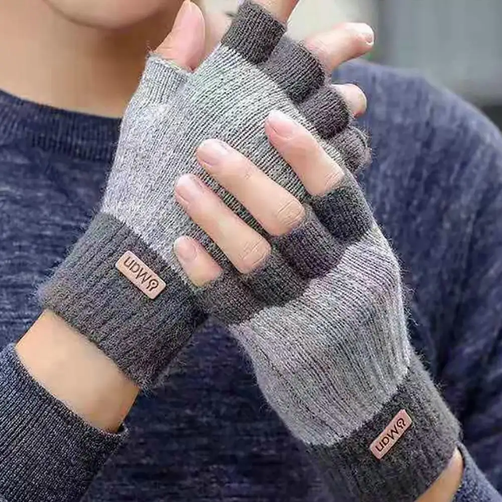 USB Half Finger Gloves Quick Heating Keep Warm Wool Knitting Keep Warm Acrylic Blocking Socket Heated Gloves Electric Gloves