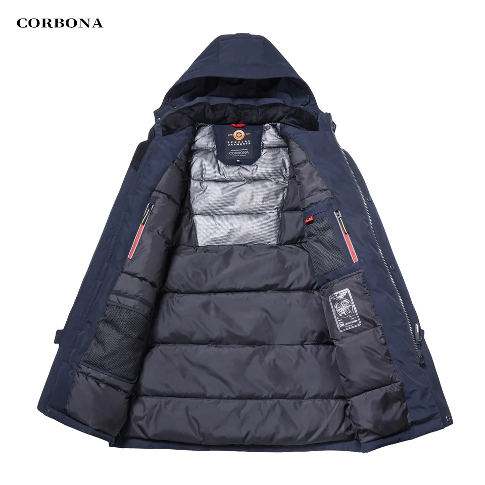 CORBONA 2023 New Men Winter Jacket  Oversized Warm Windproof Coat  Business Windbreaker DetachableHat Long Section to Keep Parka