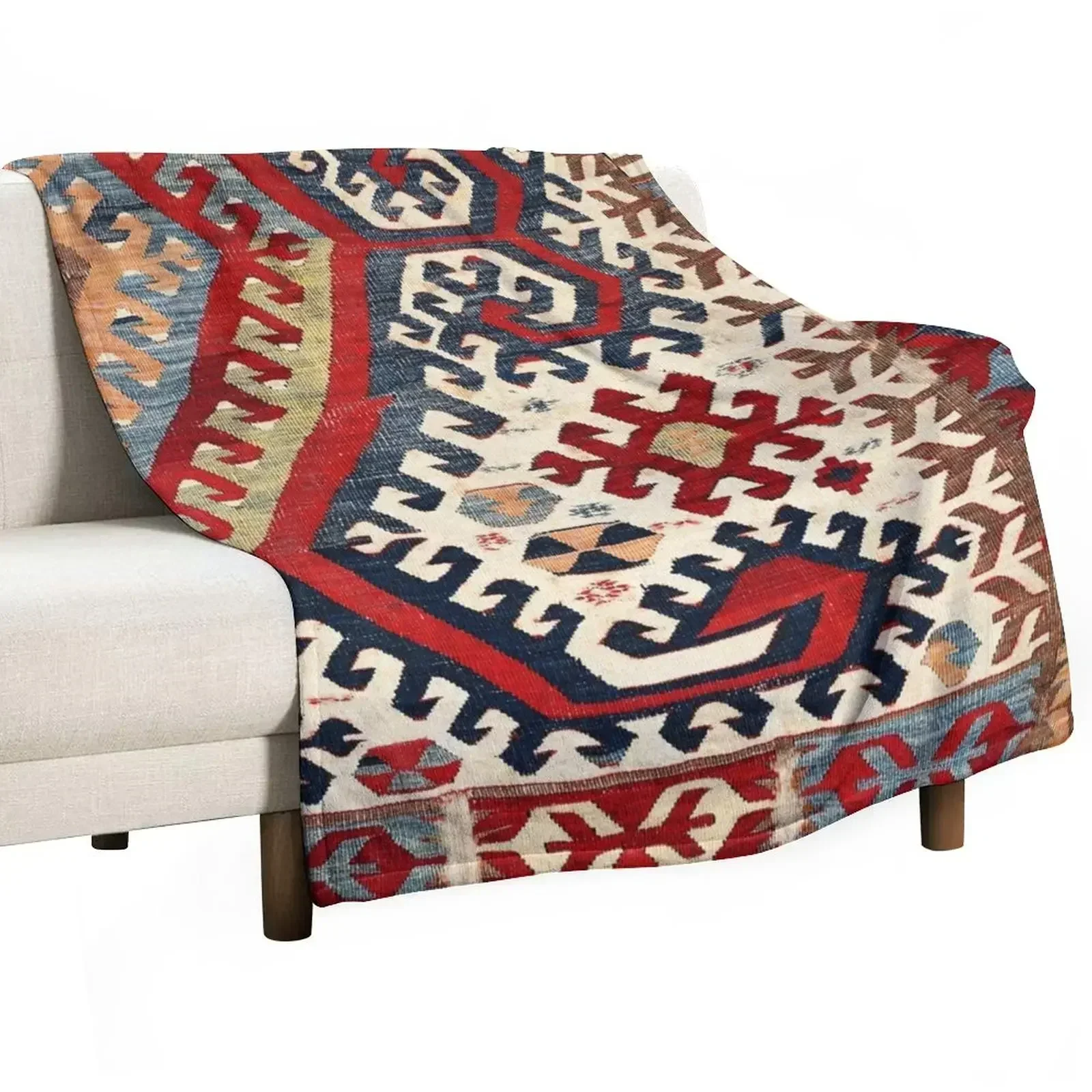 

HotamisAntique Konya Turkish Kilim Print Throw Blanket Sofa Quilt Decorative Throw Blankets