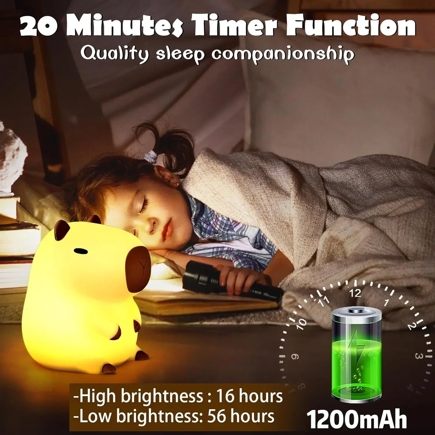 Imagem -02 - Capivara-usb Recarregável Touch Night Light Xiaomi Kapibara Anime Lâmpada para Quarto Bonito Decoração de Mesa de Cabeceira Presente Infantil