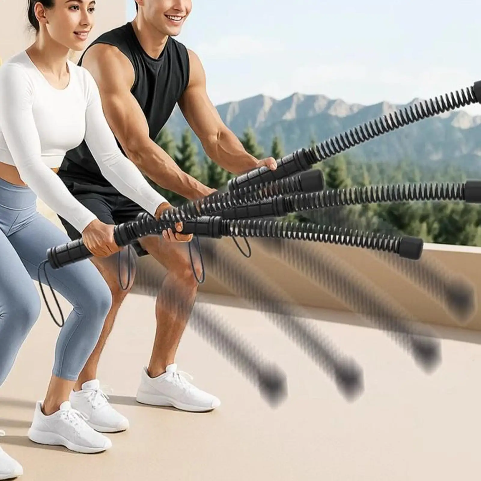 Cuerdas de batalla para gimnasio en casa, potenciador de resistencia física, 2 piezas, cuerdas de batalla inalámbricas para cardio, calistenia, boxeo HIIT MMA