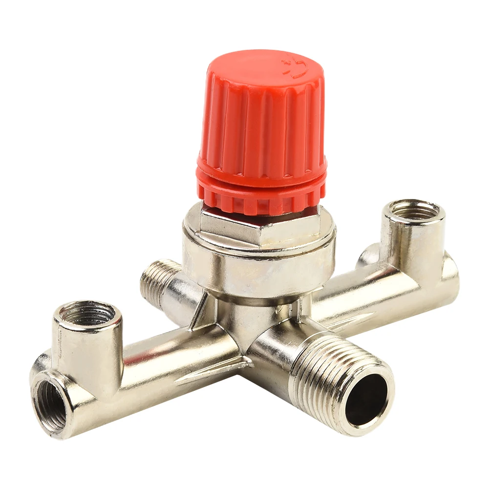 1pc Regulator Valve Double Outlet Tube Air Compressor Switch Pressure Regulator Valve Fitting Part For Piston Air Compressor