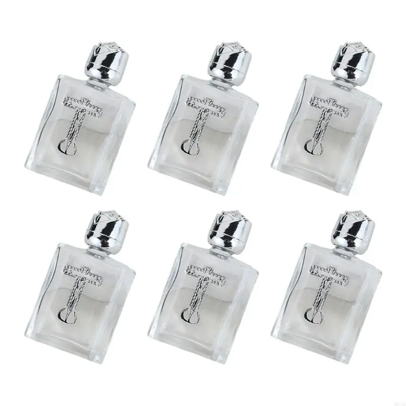 964E Mini Square 15ml يعيد استخدام زجاجات المياه الأقدسة النمط الفضي متانة إكسسوارات الكنيسة الكاثوليكية هدية مسيحية