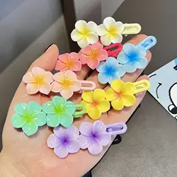 Sweet Plumeria Flower Hair Clip Headdress Hairpin  Duckbill Side Clamp Clip For Women Girl Summer Hawaiian Valentine Headwear