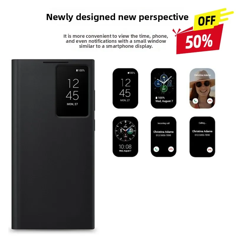

Smart View Case For Samsung Galaxy S24 Ultra 5G Auto Sleep Wake Up Flip Cover Phone Shell For S24U