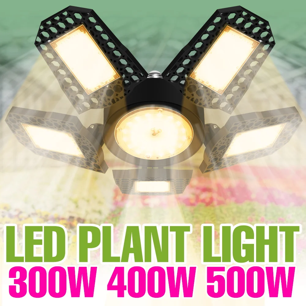 500W LED E27 Grow Light Bulb Indoor Full Spectrum Greenhouse Tent Vegetable Cactus Hydroponics Deformable Plant Cultivation Lamp
