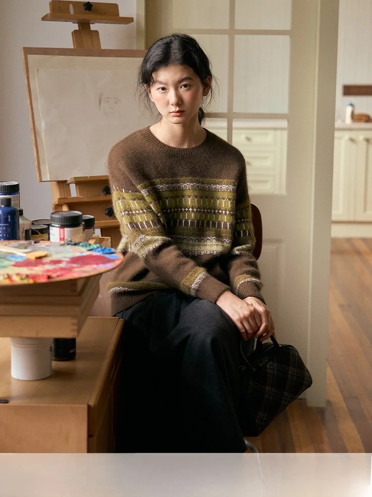 

Женский свитер Bruland Commuter Sle с круглым вырезом, прямого кроя, винтажный, для весны и осени, новинка