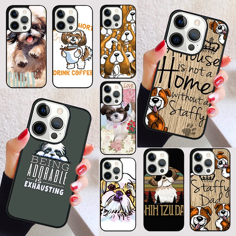 Cartoon Shih Tzu Dog cover For iPhone 15 16 13 12 11 14 Pro Max Mini Max SE 2020 7 8 6S Plus Phone Case