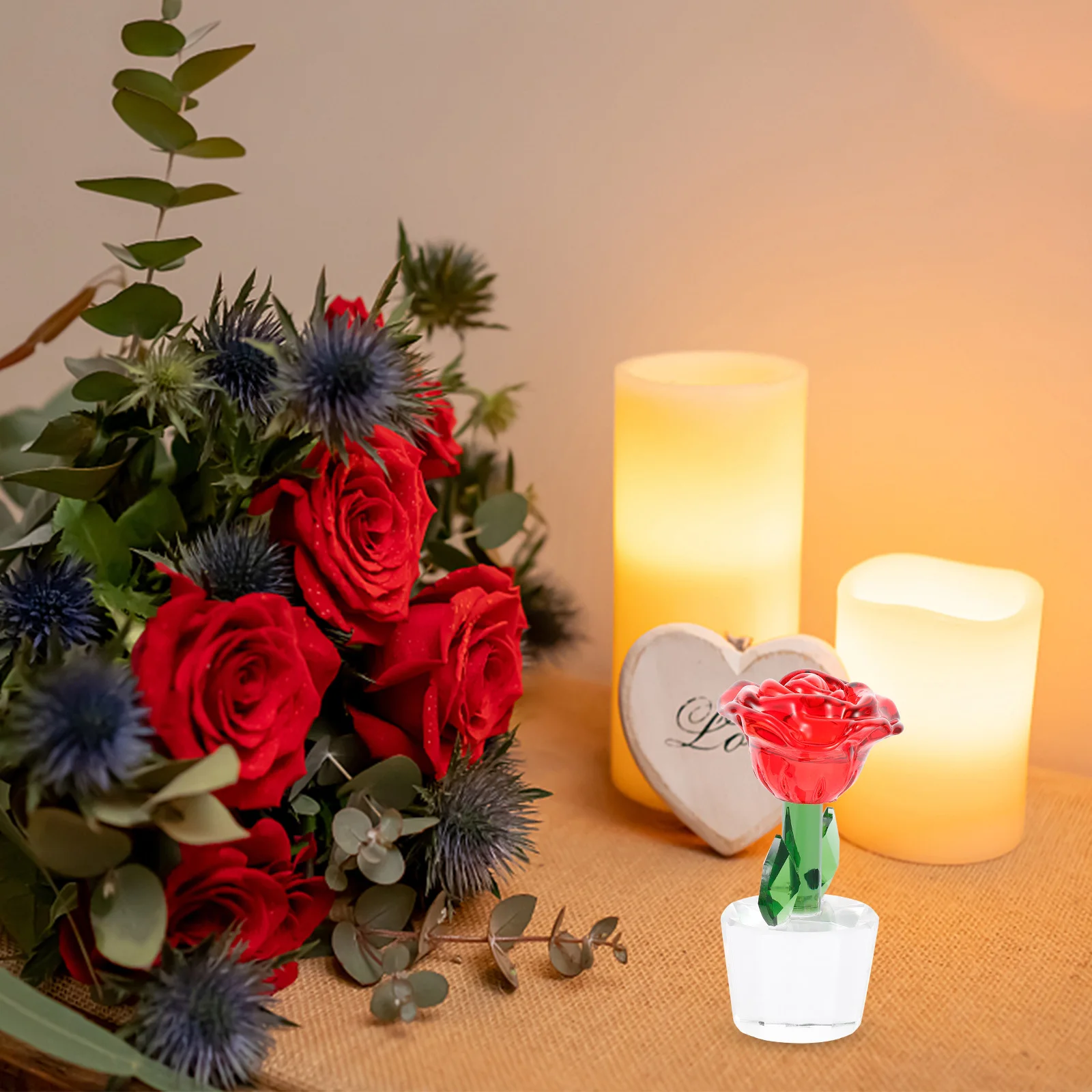 

Crystal Rose Decor Unique Crystal Rose Ornament Perfect Valentine Gift for Wife Girlfriend Home Decoration