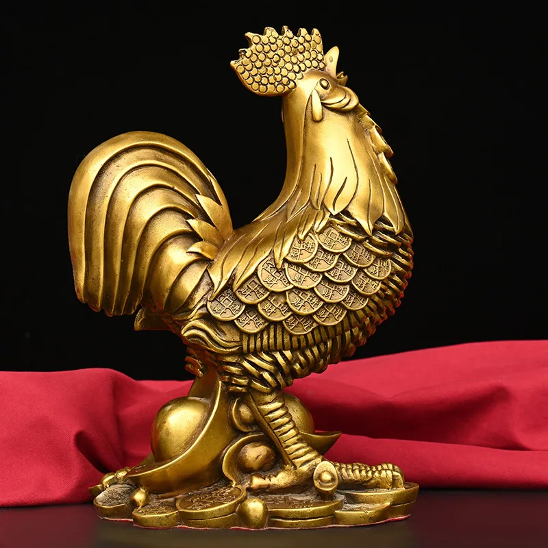 Exquisitely Crafted Brass Ingot Golden Rooster Fortune Rooster Large Rooster Home Decoration Brass Metal Craft Ornament