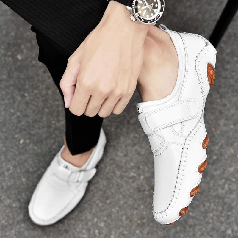

Italian New Brand Soft Sole Loafers Leather Slip on Casual Driver Shoes Male Brown Man Mocasines Hombre Breathable Male Footwear